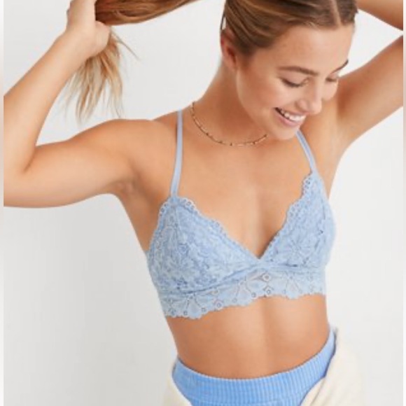 aerie Other - Aerie blue racer back strappy padded lace bralette